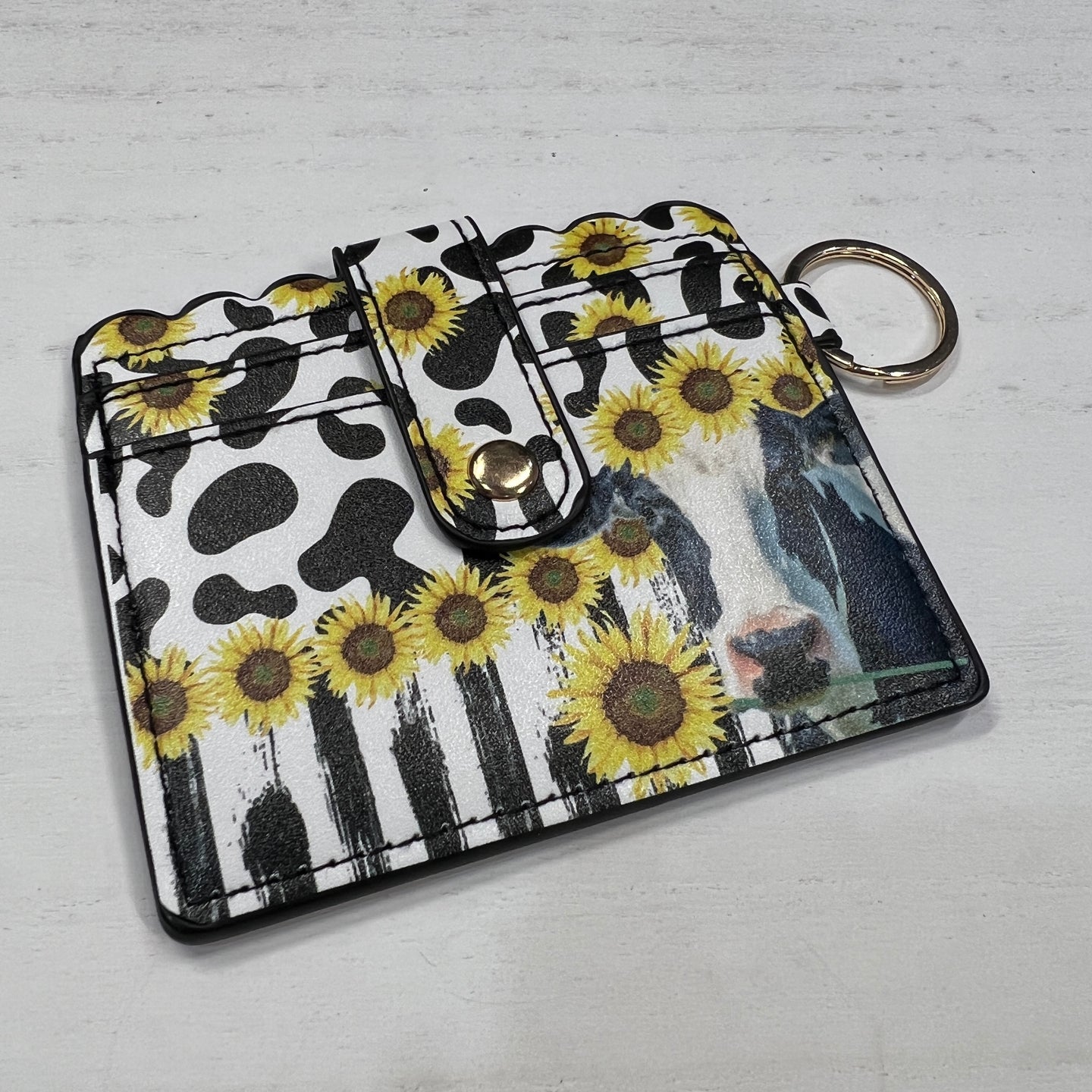 B&W Cow Sunflower Wallet